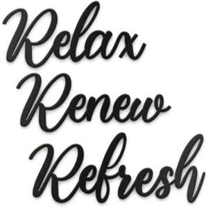 Relax Renew Refresh Metal Wall Decor Farmhouse Modern Black Wall Art Home Signs